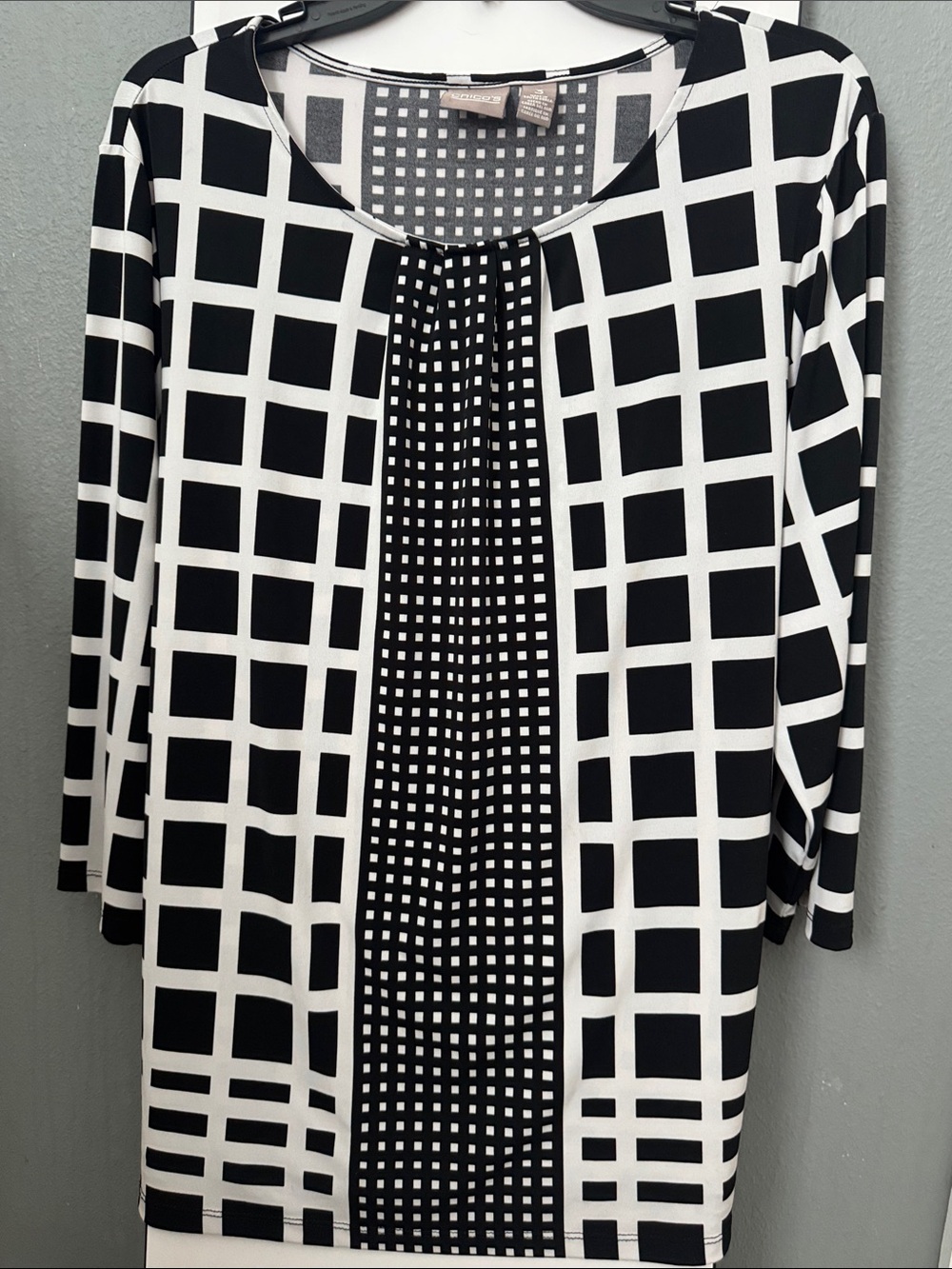 Chico's Black and White Geometric Print Blouse
